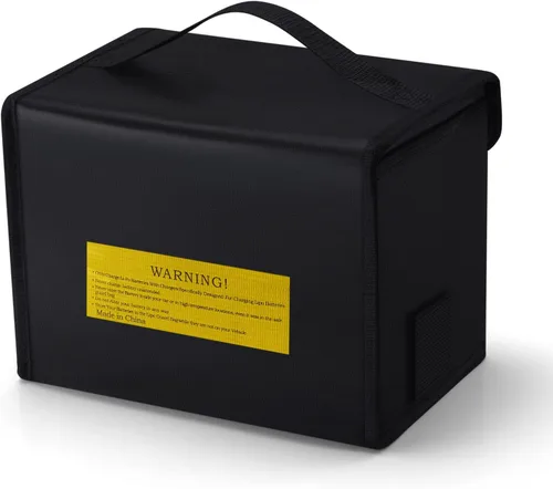 Vista 8 de FLASLD Bolsa Lipo ignífuga a prueba de explosiones con puerto de carga - Bolsa segura de almacenamiento de batería Lipo de gran capacidad
