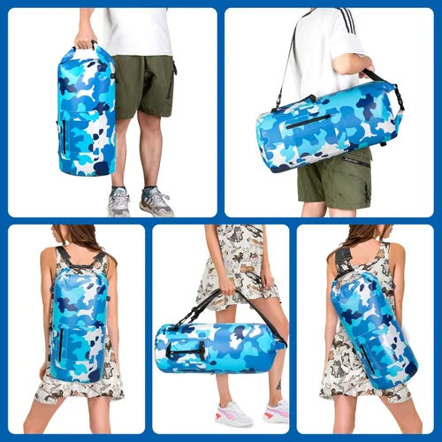 Vista 5 de Bolsa seca impermeable de 30L con enfriador desmontable de 20 L, mochila enfriadora con bolsillo para teléfono y bolsa para botellas, adecuada