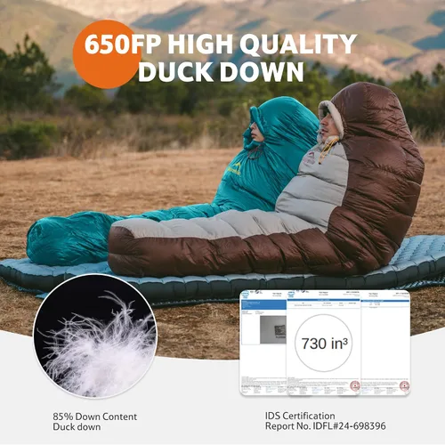 Vista 6 de Naturehike 0 Degree RDS Down Mummy Sleeping Bag for Adults, 650 Fill Power, Cold Weather Backpacking Sleeping Bag for Camping, Hiking, -1℉ 18℉ 30℉