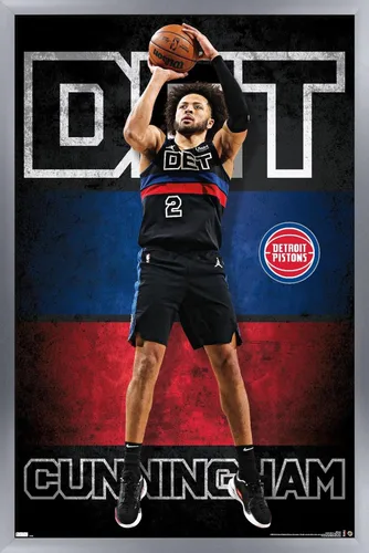 Vista 13 de Trends International NBA Detroit Pistons - Póster de pared de Cade Cunningham 23, 22.4 pulgadas de largo x 14.7 pulgadas, versión enmarcada