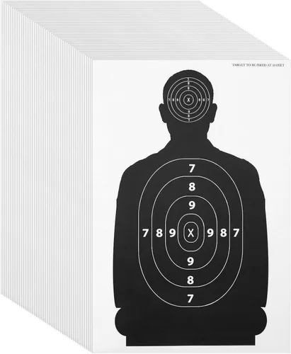 Juvale Shooting Targets - Silueta de papel estilo 17 x 25 pulgadas, blanco y negro, 50 unidades, objetivos de papel para campo de tiro y práctica de