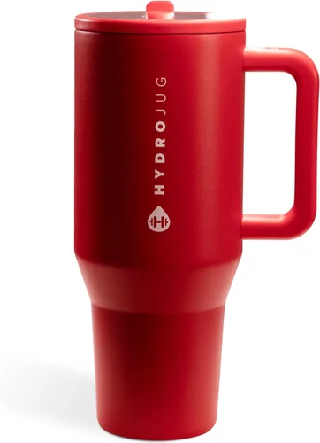 Vista 7 de HydroJug Traveler - Botella de agua de 40 onzas con asa y popote abatible, cabe en el soporte para tazas, vaso resistente a fugas, reutilizable