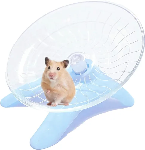 Platillo Volador de Hámster Rueda de Ejercicio Silenciosa para Hámsters, Jerbos, Ratones, Erizos y Otras Mascotas Pequeñas Rueda Silenciosa para Azul