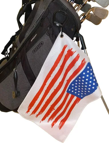 Vista 4 de TrueBirdie Toalla de golf con clip de la bandera americana, toallas de golf de microfibra de 24 x 16 pulgadas