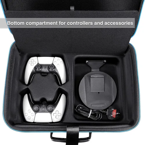 Vista 5 de Hard Shell Carrying Case Compatible with PS5, Protective Travel Bag Holds PlayStation 5 Console, DualSense Controllers, Base and Other Accessories