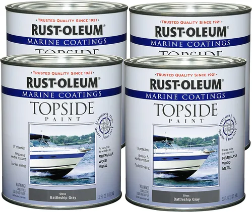 Vista 25 de Rust-Oleum Disponible 207005 Marine Topside Pintura esmaltada, gris acorazado, 1 cuarto de galón, 32 onzas líquidas (paquete de 2)