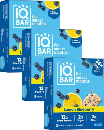 Vista 17 de IQBAR - Barras de proteínas para el cerebro y el cuerpo a base de plantas - Chips de mantequilla de almendra - 12 unidades - Keto, veganas, bajas