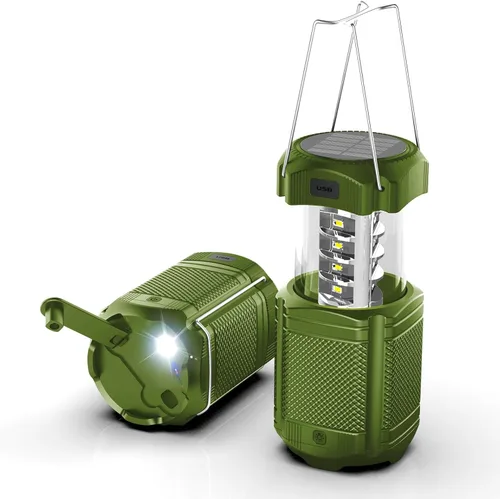 Vista 10 de Linterna de camping 5000mAh Solar con manivela telescópica, linterna LED recargable con USB, carga para cortes de energía, lámpara de batería