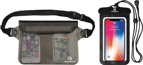 Vista 8 de Freegrace Juego de bolsas impermeables con correa para la cintura/funda para mantener tu teléfono y objetos de valor secos y seguros. Bolsas secas