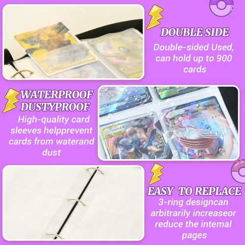 Vista 3 de Carpeta de tarjetas coleccionables para tarjetas carpetas de 9 bolsillos con 900 bolsillos organizador de libros con mangas apto para tarjetas