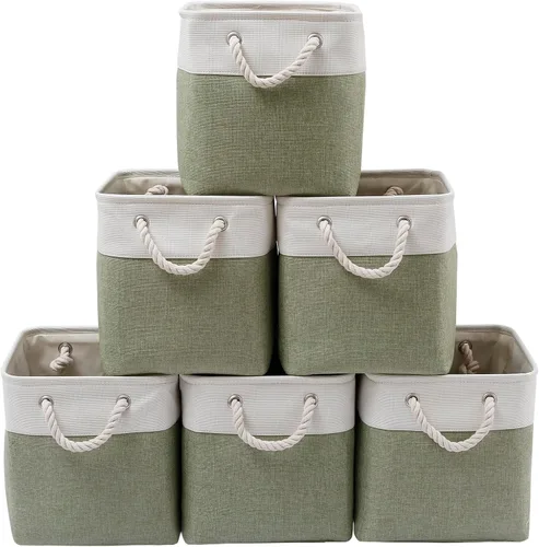 Vista 8 de Fabric Storage Cubes, 11 inch cube storage bin with Handles, 11x11cube storage organizer bins, Collapsible Storage Bins for Shelves and Home, Cubby