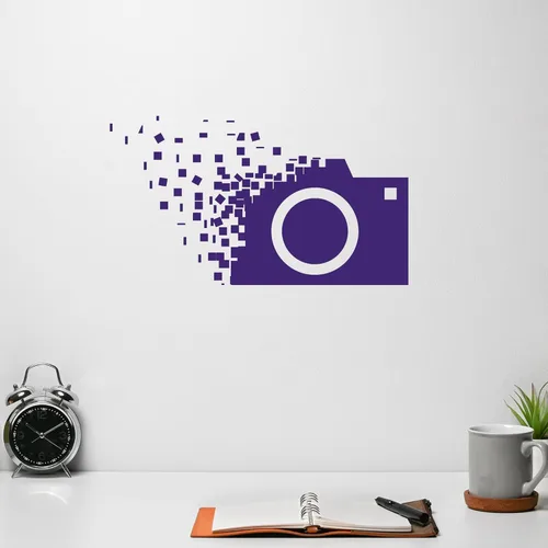 Vista 3 de calcomanía de pared de vinilo fotógrafo de cámara retro cubos pegatinas de Decor (Grandes 1354ig)