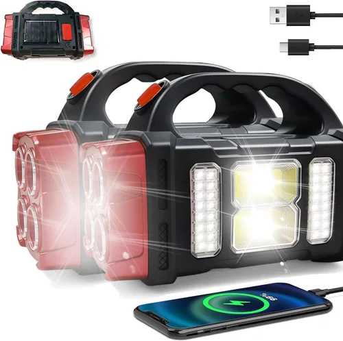 Vista 9 de Linterna solar versátil con modos duales de carga 4 modos de luz USB/alimentación solar Cargador de emergencia portátil y luz de camping al aire