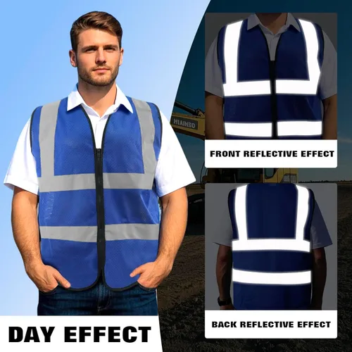 Vista 3 de Chaleco de seguridad personalizado Clase 2 Chaleco reflectante de alta visibilidad