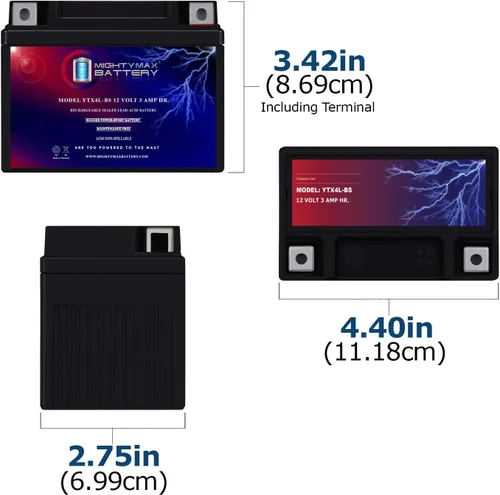 Vista 2 de Mighty Max Battery YTX4L-BS - Batería de repuesto de 12 V 3 Ah compatible con Power-Sonic PTX4L-BS - 6