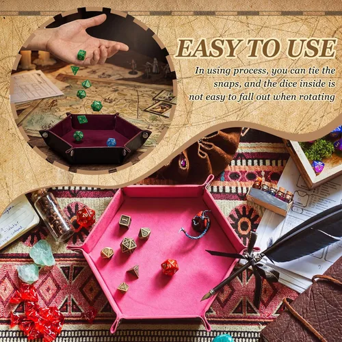 Vista 4 de Hanaive 16 Pcs Dice Tray Bulk for Rolling Folding Hexagon Dice Holder RPG Colorful