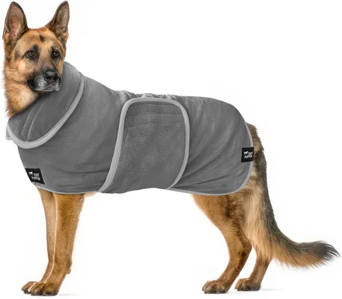 Vista 16 de Tuff Pupper Bata de baño para perro de secado rápido, toalla de felpa de 800 GSM, bata de baño súper absorbente para mascotas y cachorros, capucha