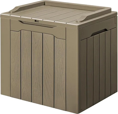 GUNJI Caja pequeña de 30 galones para exteriores, impermeable, de resina, contenedor de almacenamiento con cerradura, caja de entrega de paquete