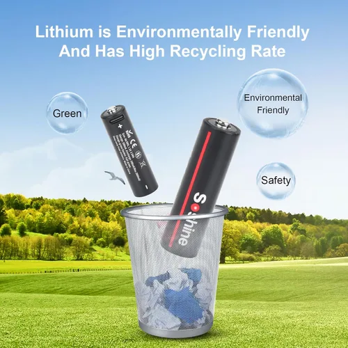 Vista 4 de Soshine Baterías recargables AA de litio – Batería AA USB C de 1.5 V 3500 mWh que carga 2 horas, con cable de carga USB-C 4 en 1, paquete de 4