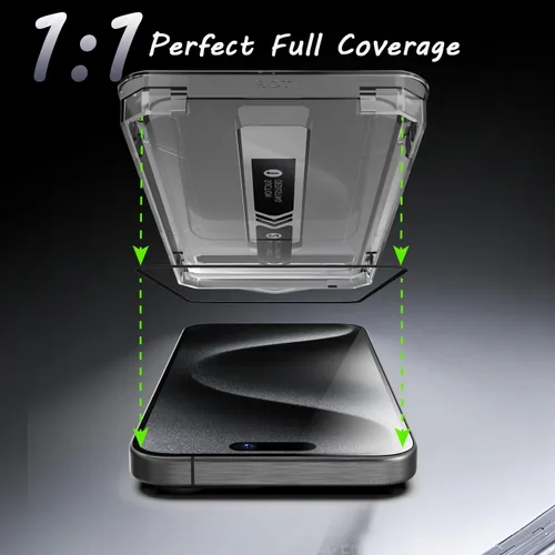 Vista 3 de 2 protectores de pantalla de privacidad para iPhone 15 Pro de 6.1 pulgadas, vidrio templado de 6.1 pulgadas, instalación automática de eliminación