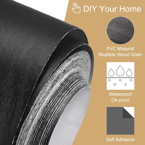 Vista 3 de uxcell Cinta de grano de madera, 1.97 pulgadas x 33 pies, adhesivo autoadhesivo para pared, esquina, mesa, puerta, sofá, muebles, decoración