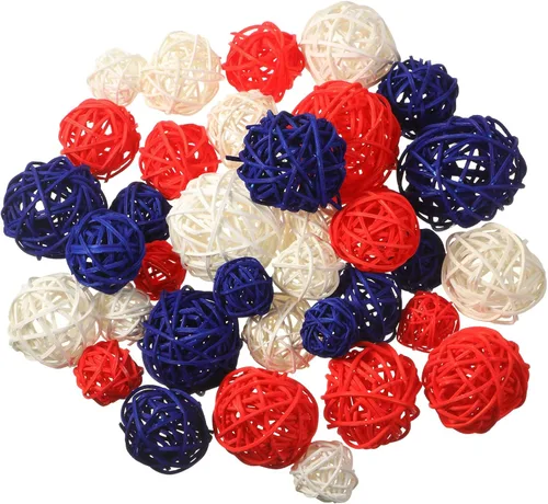 Vista 26 de Patelai 36 Piezas Bolas de Mimbre de Ratán Bolas Decorativas para Jarrón Centro de Mesa Cuencos Esferas de Relleno para Decoración del Hogar, 4 Boho