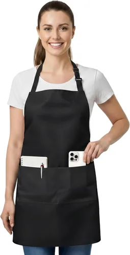 Utopia Kitchen 1 Pack Bib Apron, Adjustable Cooking Apron with 2 Pockets, Water Resistant, Chef Kitchen Apron for Women Men
