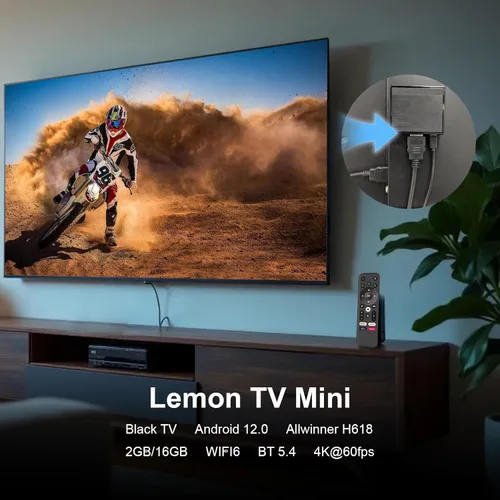 Vista 8 de BOXPUT Mini Android Box 12.0 Lemon TV Caja pequeña 4K Smart TV-Box 2025 con control remoto por voz BT - BT5.4, 2 GB / 16 GB, Allwinner H618 y WiFi6