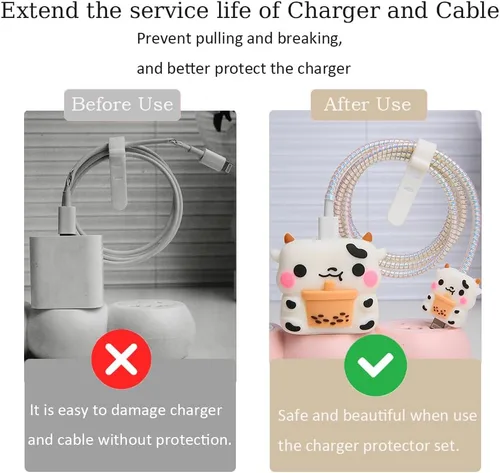 Vista 9 de Funda de Cargador Compatible con iPhone Adaptador de Corriente USB-C de 20W Cargador Diseño de Dibujos Animados Lindo en 3D Funda de Cargador