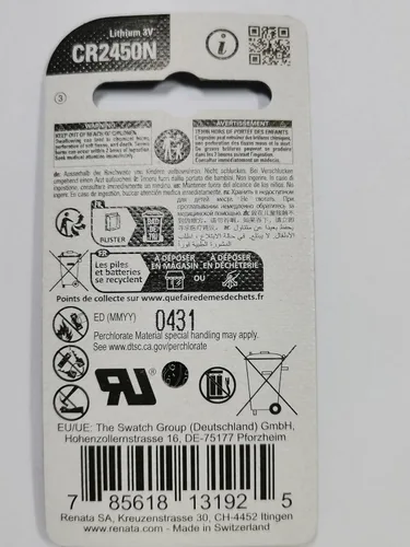 Vista 3 de 2 baterías de reloj Renata CR2450N 540mAh 3V de litio de celda de moneda