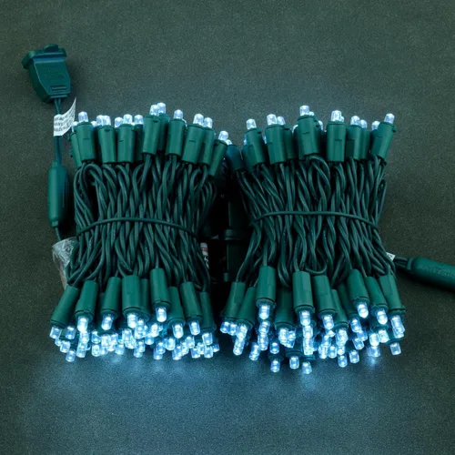 Vista 2 de YULETIME Luces LED de Navidad de gran angular de color blanco frío, 200 unidades, 50 pies, paquete de 2 hebras de 25 pies, 100 luces