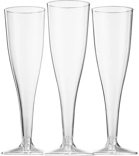 Vista 2 de Munfix 50 copas de champán de plástico – Copas de champán transparentes desechables de 5 onzas para fiestas, Mimosa Bar, eventos, boda y fiesta