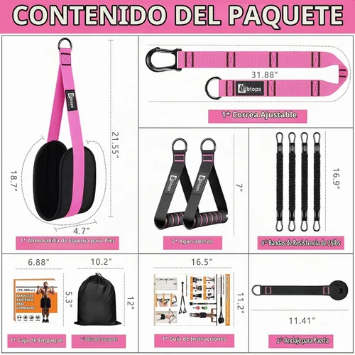 Vista 6 de Pull Up Assistance Bands Set, 300 lbs Max Heavy Duty Resistance Bands with Adjustable Strap, Non-Slip Handle & Door Anchor, Full Body Strength Negro