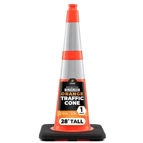 Vista 102 de Xpose Safety Conos de tráfico naranjas de 28 pulgadas con collares de 6 y 4 pulgadas, 1 paquete – Cono de seguridad de plástico PVC multiusos