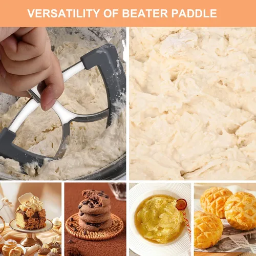 Vista 2 de Stainless Steel Flex Edge Beater with Silicone Edges and Pouring Shield Compatible with KitchenAid 4.5-5QT Mixer Bowl, Beater Paddle Attachment