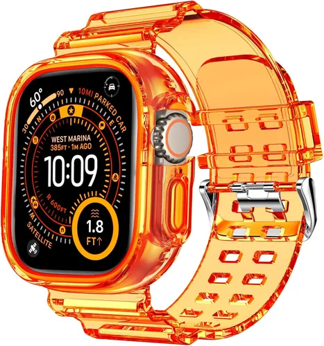Vista 38 de DABAOZA Compatible con correa transparente de Apple Watch de 1.772 in y Purpurina transparente.