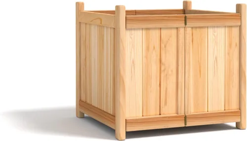 Vista 9 de Giantex Cama de jardín elevada, maceta de madera plegable para vegetales y flores, cajas de plantación elevadas al aire libre, contenedor plegable