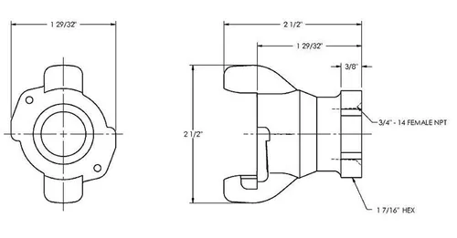 Vista 2 de Dixon Air King serie AM acoplamiento de hierro para manguera de aire, acoplamiento universal y extremo hembra NPT, 1