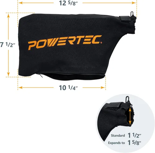 Vista 3 de POWERTEC Bolsa colectora de polvo para sierra ingletadora de 7-1/4 pulgadas, 8-1/2 pulgadas, se adapta a puertos de polvo nominales de 1-1/2
