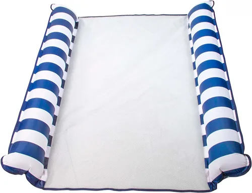 Vista 22 de Aqua Monterey - Hamaca flotante para piscina, paquete de 3, dos azul claro y uno borgoña/rayas blancas, paquete de 3