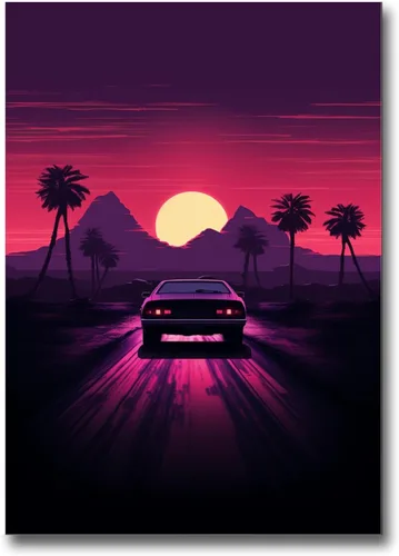 Unique Synthwave Style Retro Art, 80s style art, framed poster print, guest room art, cool living room art, Art Print, poster Prints
