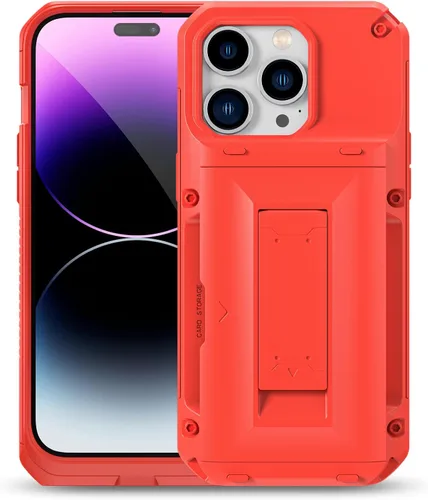 Vista 8 de LAUDTEC - Funda con soporte para iPhone 14 Pro, protección contra caídas de grado militar compatible con iPhone 14 Pro de 6.1 pulgadas (rojo)