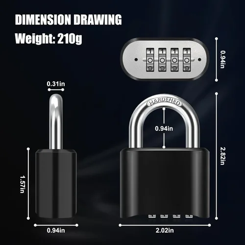 Vista 2 de Diyife Candado de combinación para exteriores, [diseño de contraseña oculta] Candado de combinación resistente a la intemperie y restablecible, alta