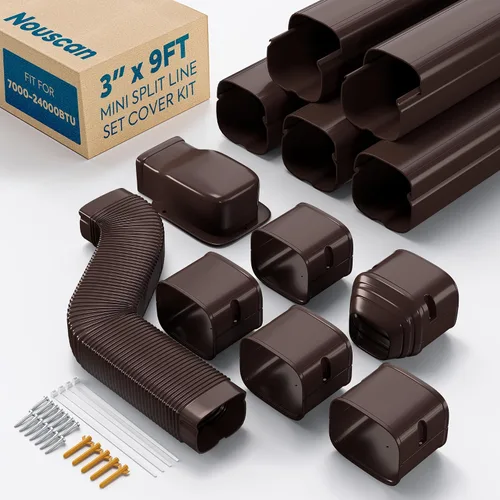 Juego de cubierta de línea dividida de 3 x 9 pies con conducto flexible, kit de cubierta decorativa de PP para minisplit de polipropileno, cubierta