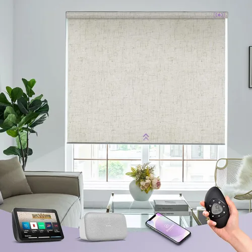 Vista 10 de Graywind Persianas enrollables motorizadas 100% opacas compatibles con Alexa Google, de vinilo, impermeables, inalámbricas, control remoto