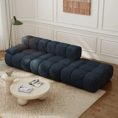 Vista 39 de Settab Sofá modular de nube modular de 118.5 pulgadas con otomana móvil, sofá de pana moderno de 4 asientos, asiento profundo, sofá sin hueso