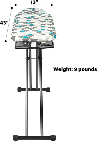 Vista 5 de Tabla de planchar de 13 x 43 pulgadas, funda acolchada extra gruesa, tabla de planchar de tamaño completo con plancha, altura ajustable hasta 36