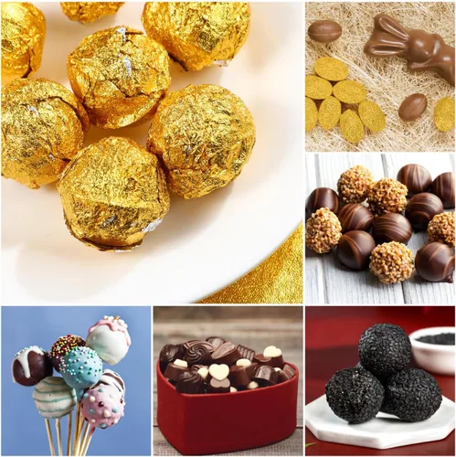Vista 9 de Hemoton 200 unidades de papel de aluminio dorado envoltorios de dulces regalo papel de embalaje para dulces de chocolate para fiestas, cumpleaños