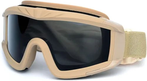 Vista 8 de SPOSUNE gafas airsoft tácticas anti vaho para el ejército con 3 lentes intercambiables, protección UV400, gafas de desierto para airsoft