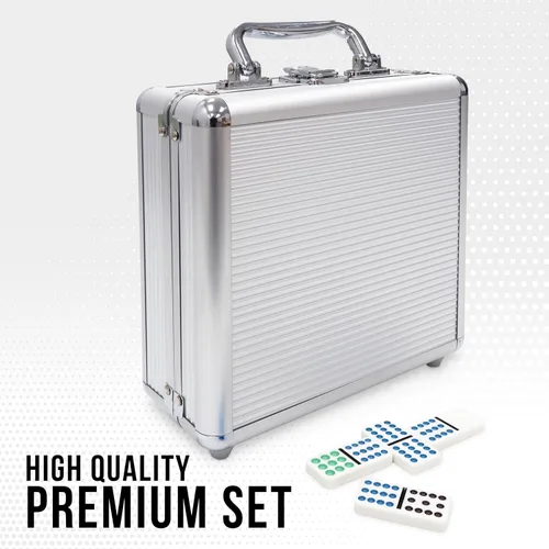 Vista 6 de Front Porch Classics, Juego de dominó de tren mexicano de aluminio, 2 a 8 jugadores de 8 a 99 años